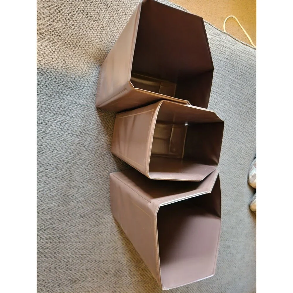 3 Vintage Brown Magazine Storage Case Slipcase Binder Holds About 12 Magazines